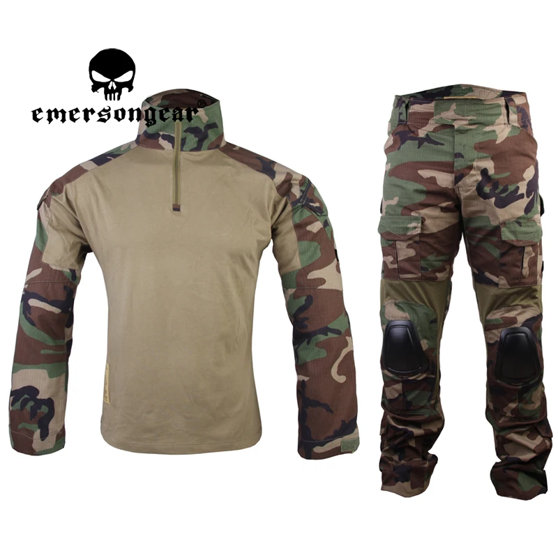 

EMERSONGEAR тактические военные костюмы G2 с наколенниками, комплект тренировочной формы, рубашки, брюки, охота, туризм, Спорт на открытом воздухе ...
