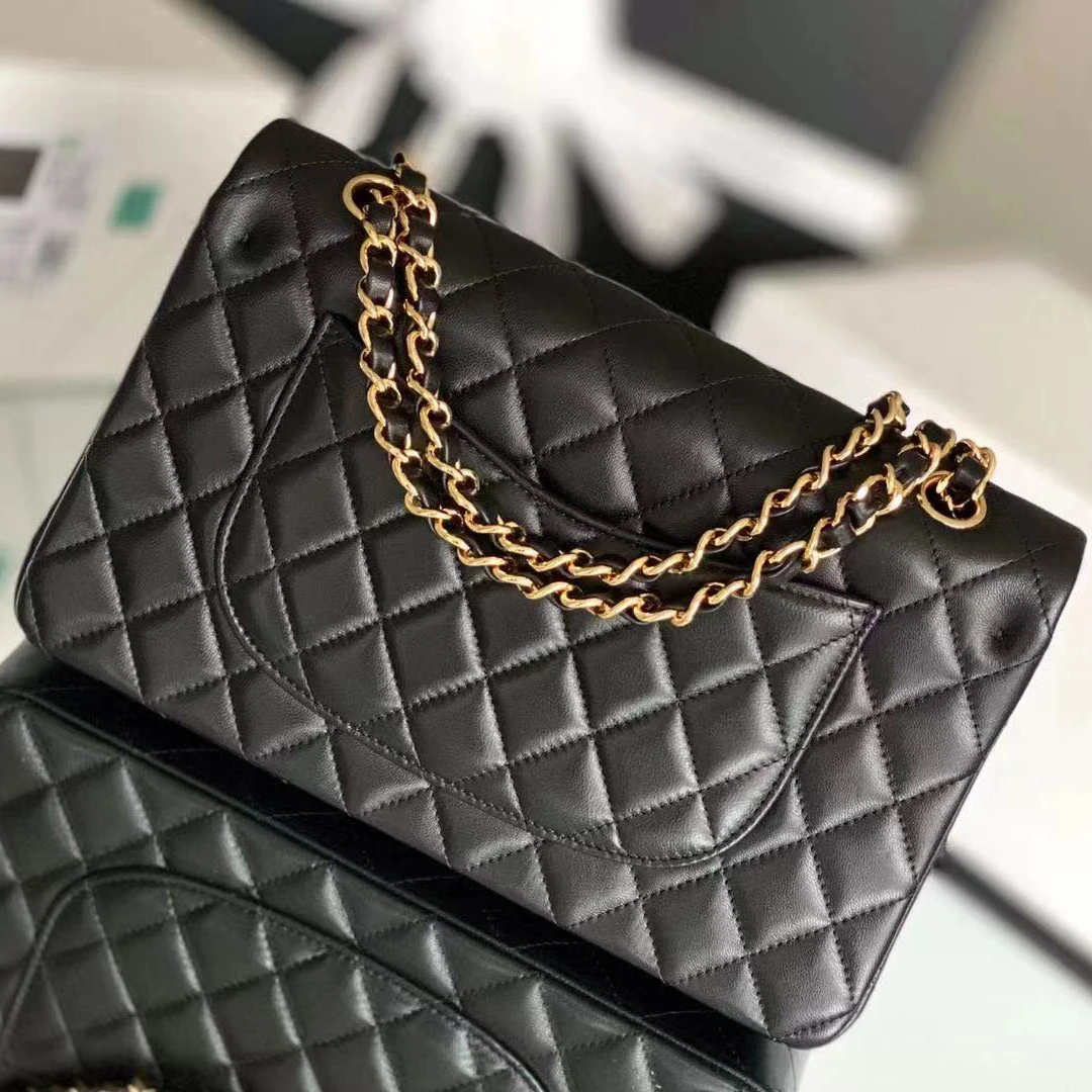 

Top quality lady messenger bag 100% genuine leather classic double flap bag deerskin leather shoulder bag fashion handbag