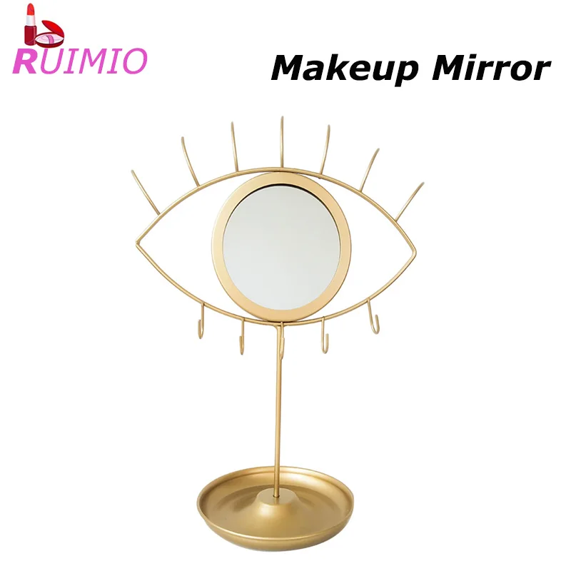 

Golden Eye Shaped Design Iron Art Desk Makeup Mirror Girls Bedroom Desktop Makeup Mirror Desktop Mirror