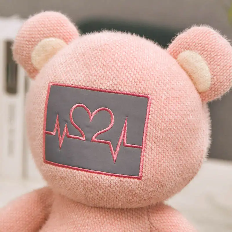

28~80cm Plush Heartbeat Bear Stuffed animals pink Bear with ECG Line Valentine's Day Confession Gift for Girl Bear Pillow
