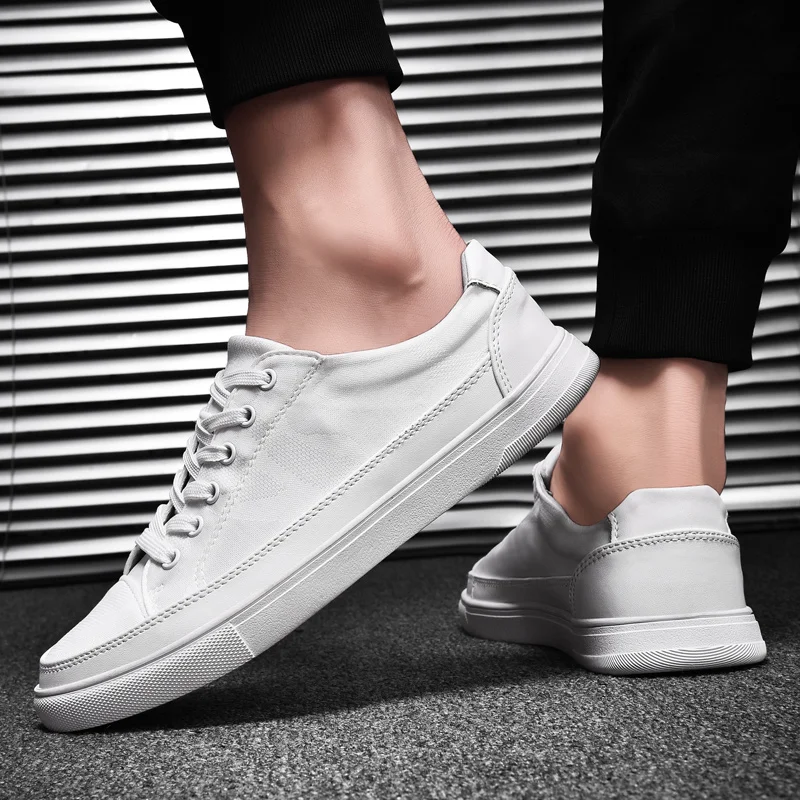 Genuine Leather Shoes Men Sneakers White Man Casual Cow Male Footwear Outdoor Fashion Flats | Обувь