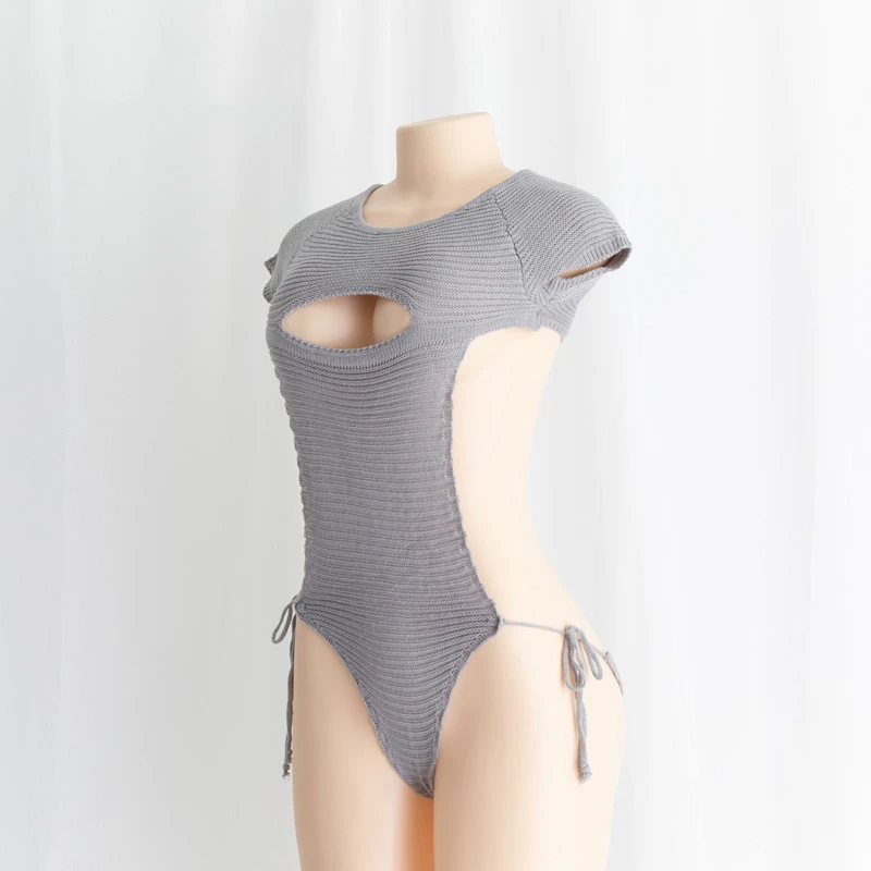 

Сексуальное женское нижнее белье, трикотажный женский цельный бикини в стиле аниме, майка без рукавов, костюмы для косплея с открытой грудь...