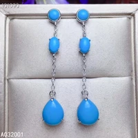 kjjeaxcmy fine jewelry natural blue turquoise 925 sterling silver women earrings support test popular