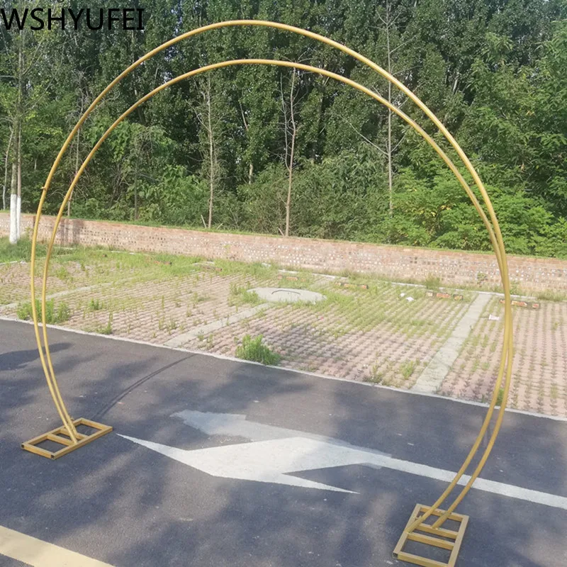 Двойное круглое кольцо из кованого железа арка дверь открытый цветок газон