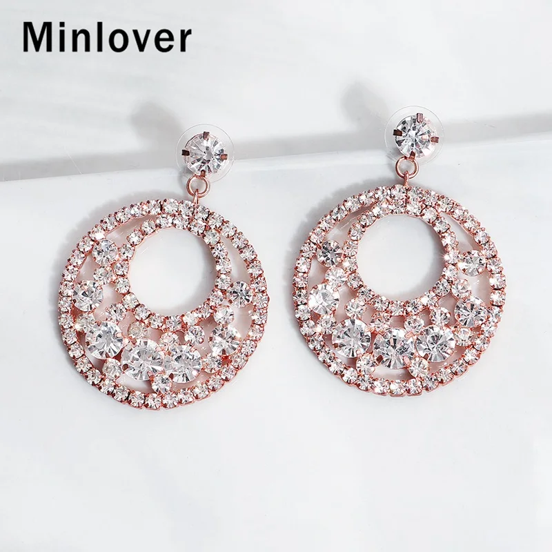 Minlover Мода Rosegold Цвет Круглый Круг Висячие серьги для женщин геометрический