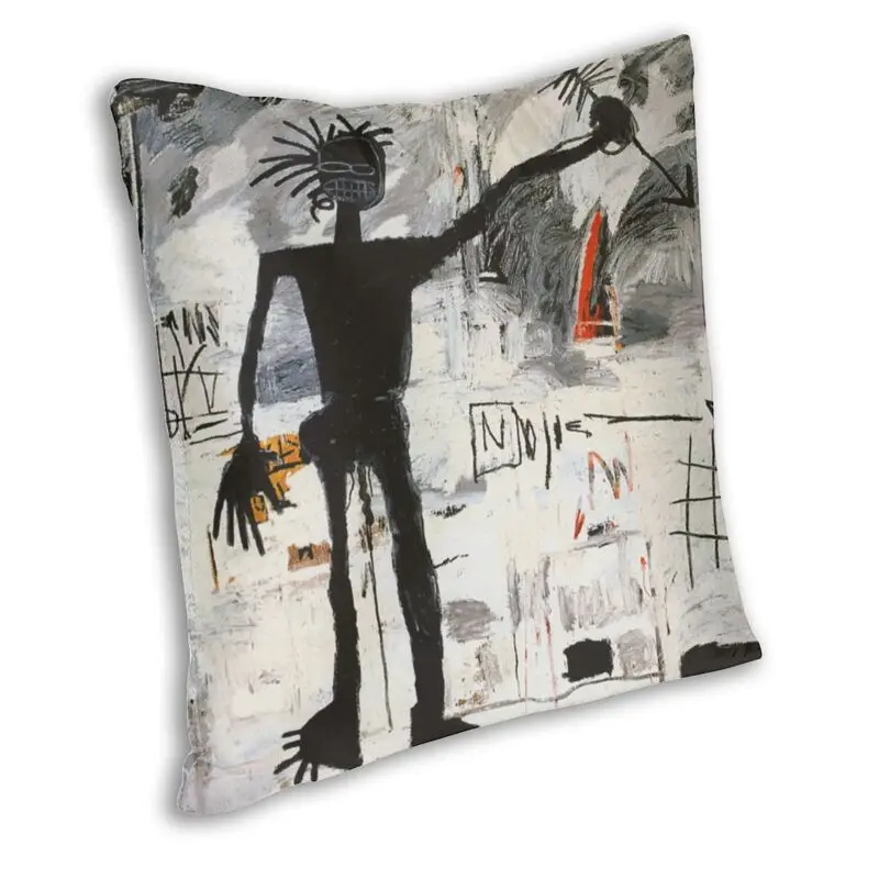 Наволочка для подушки "Селф-портрет" декоративная для дома с картины Жана-Мишеля Баскья. Обложка подушки размером 45x45 в гостиную.