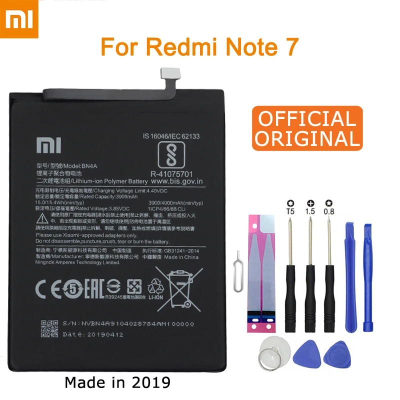 Аккумулятор для телефона Xiao mi BN4A 4000 мАч для Xiao mi Red mi Note 7, высококачественные сменные батареи, розничная, посылка, бесплатные инструменты