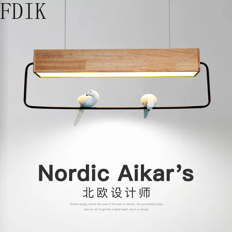Noridic Wooden Led Pendant Lights Modern Creative Bird Hanglamp for Living/dining Room Kitchen Suspension Fixtures Vintage Lamp | Освещение