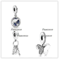 925 sterling silver bead charm fluttering butterfly with crystal pendant bead fit pandora bracelet necklace jewelry