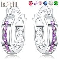 doteffil 925 sterling silver purplewhitegreenredpinkblue aaa zircon hoop earrings for woman wedding engagement jewelry