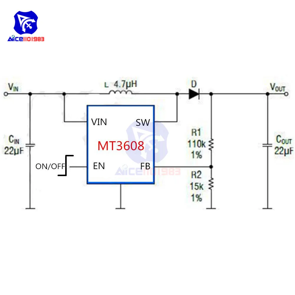 Diymore 10 шт./лот MT3608 dc-dc источники постоянного тока 2-24 В до 5 в пост-28 V 2A Step Up повышающий преобразователь постоянного тока с Питание модуль с регулируемой подстроечный