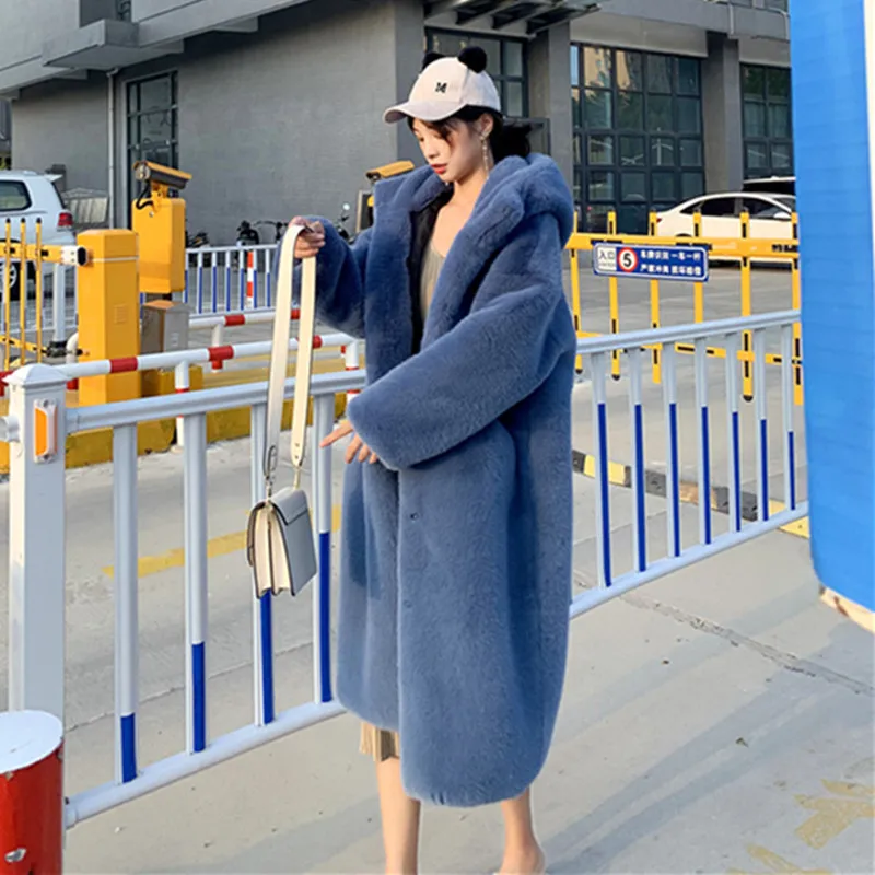 Зимнее женское высококачественное пальто из искусственного кроличьего меха