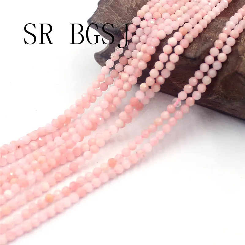 Бесплатная доставка SR 3 мм граненый розовый опал драгоценный камень прокладка