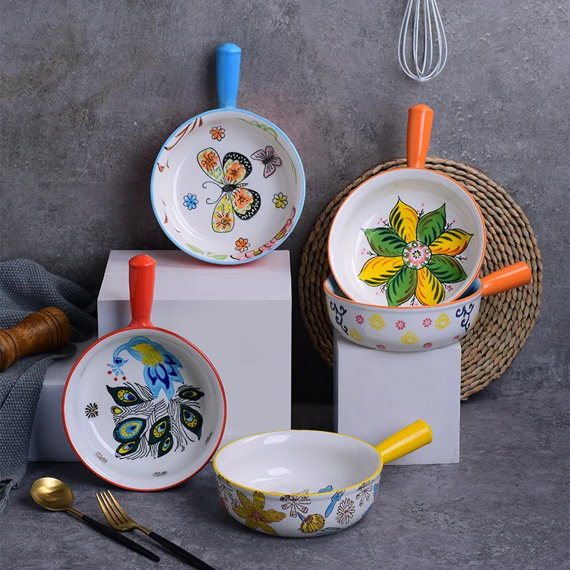 Домашняя креативная керамическая чаша для риса большая ручная ручка милая