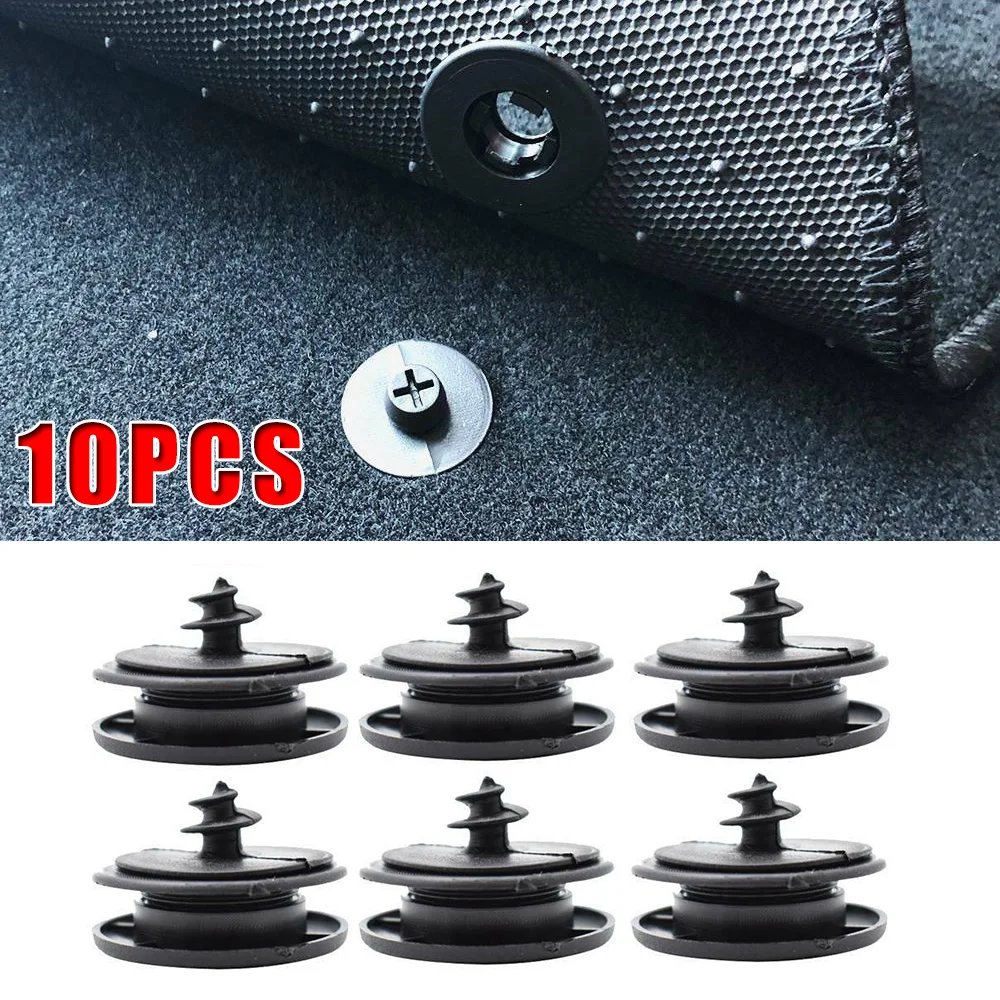

10 Pcs Universal Black Car Floor Mat Clips Retention Holders Grips Carpet Fixing Clamps Buckles Anti Skid Retainer Resistant