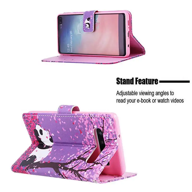 Cute Panda Patterned PU Leather Flip Wallet Case Cover on sfor Samsung S8 Plus S10 S10e S9 J4 J6 2018 Cards Holder Phone Coque | Мобильные
