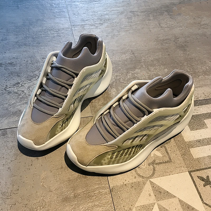 Весенняя обувь; женская черная обувь для папы; корейские Дизайнерские кроссовки; женские кроссовки на массивной платформе; светоотражающие кроссовки; chaussures femme