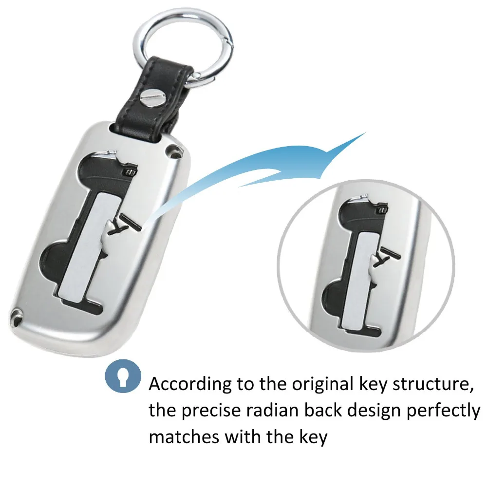 Chuang Qian Remote Control Key Fob Cover Silver Hard Zinc Alloy Keychain Case Shell for Jeep Renegade all years (Silver) | Автомобили и