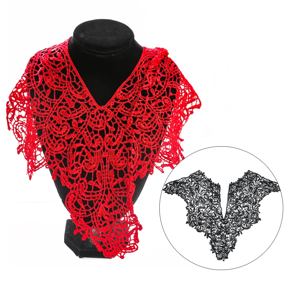 

High-end Large Water-soluble Hollow Lace Double-layer Collar Shawl Corsage Embroidery Costume Decoration DIY Costume Accessories