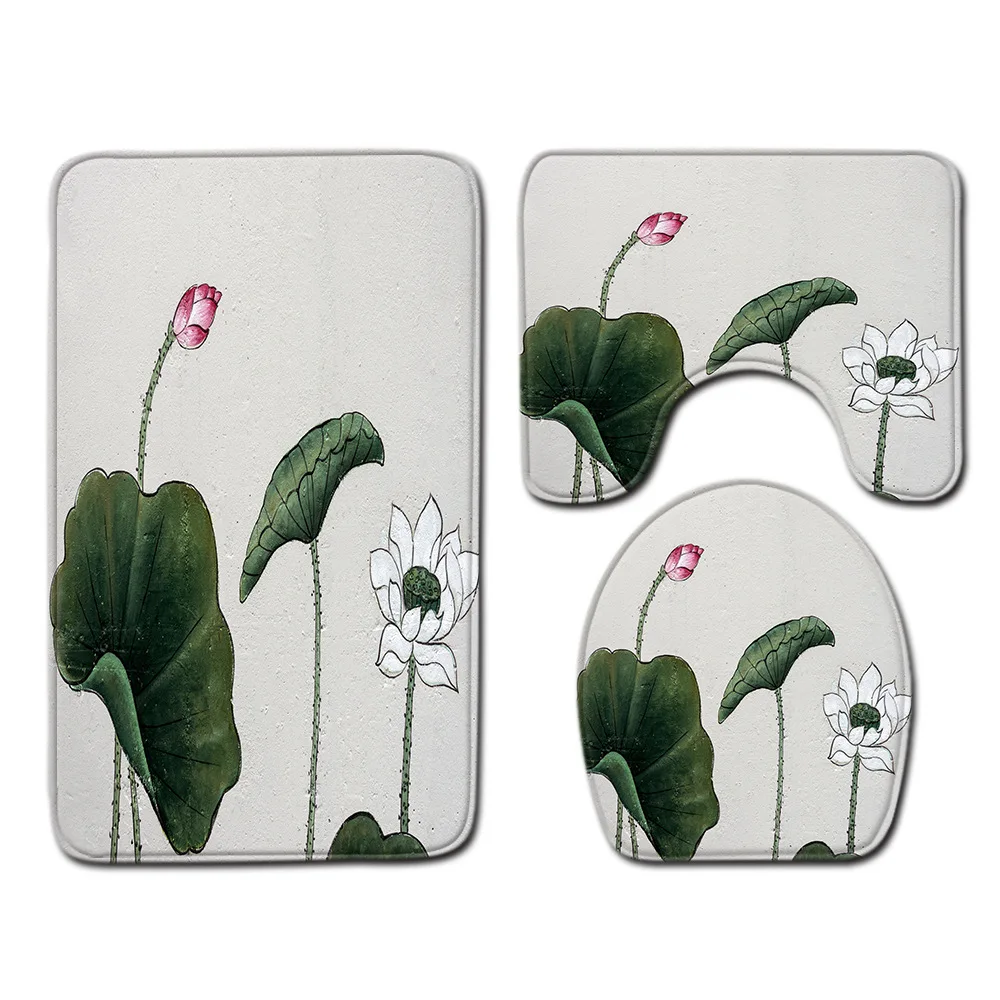 

Zeegle Bathroom Rug Set Anti-slip Shower Mat Absorbent Bathroom Toilet Pedestal Rug Washable Bath Foot Mat Toilet Cover Seat Mat