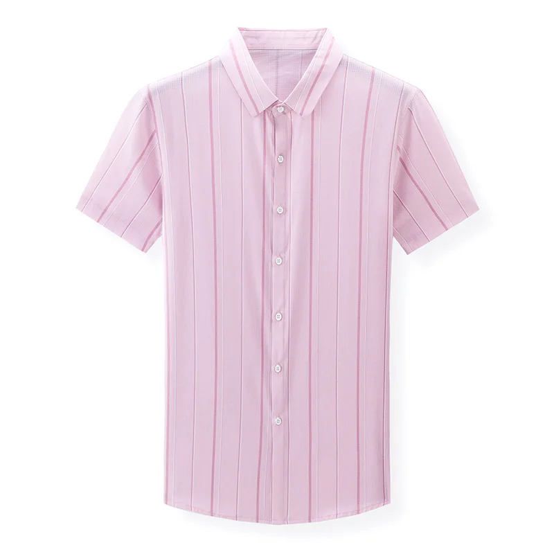 

Summer Cardigan Striped Shirts For Men Simply Comfortable Casual Dress Chemise Homme Korean Male Lapel Short Sleeve Shirt Tops