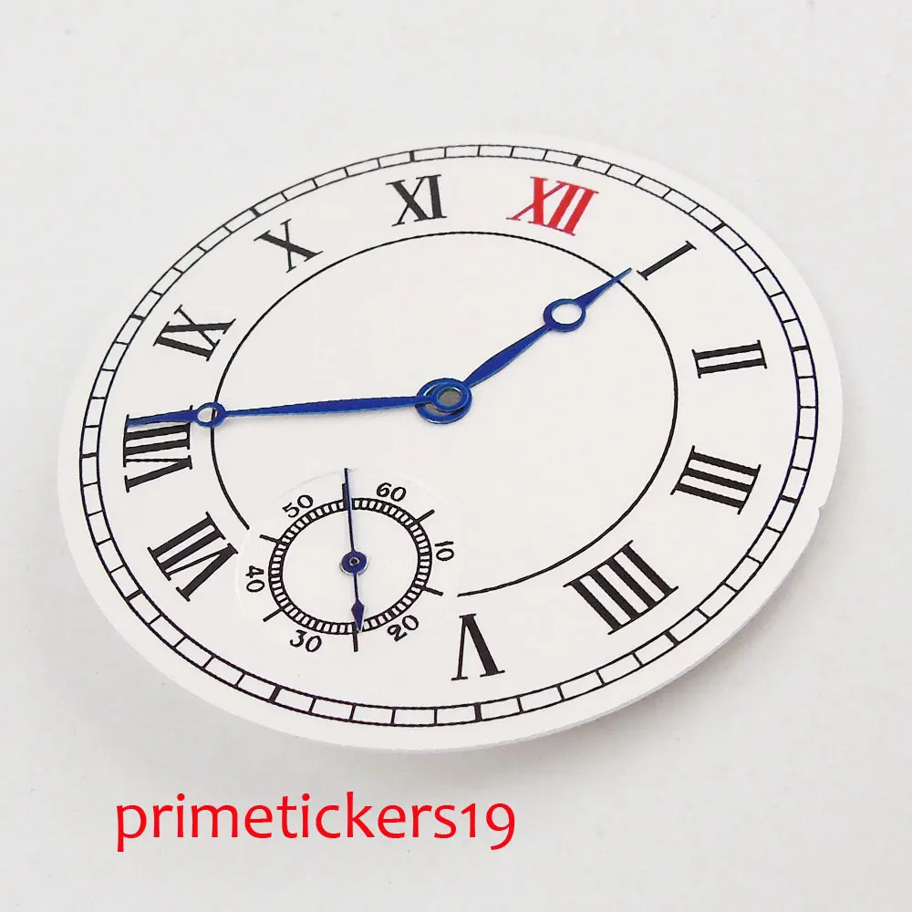 PARNIS 38.9mm white dial fit ETA 6498 hand winding movement blue hands | Наручные часы