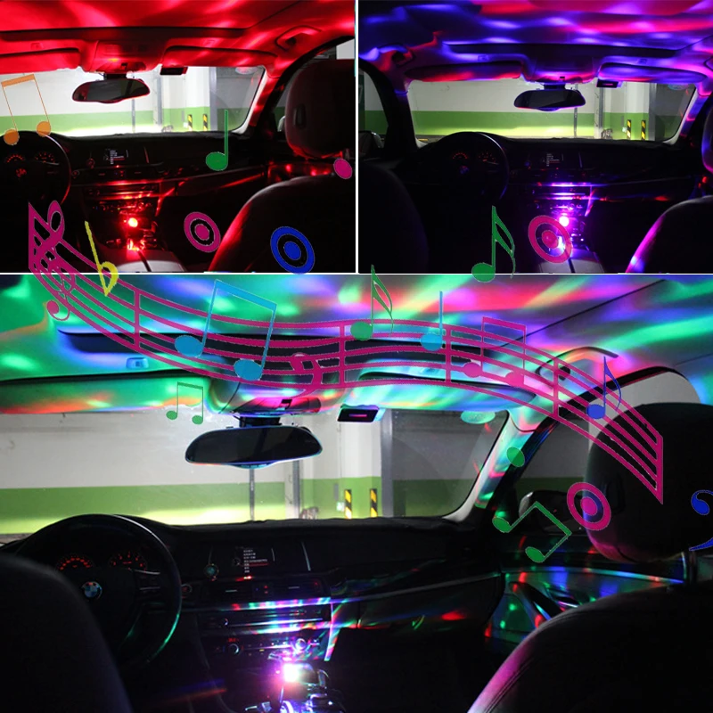 1x Автомобильный светодиодный лампы USB атмосферный свет DJ RGB музыка диско звук контрольная лампа вечерние караоке украшения Звук Управление KTV DJ светильник 12V
