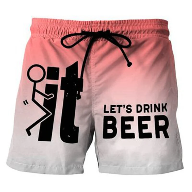 Мужские облегающие шорты Быстросохнущий купальный костюм с принтом и карманами