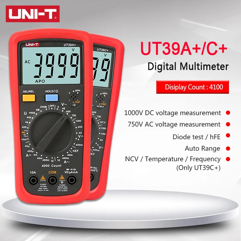 Цифровой мультиметр UT39A +/UT39C + Автоматический диапазон вольтметр амперметр