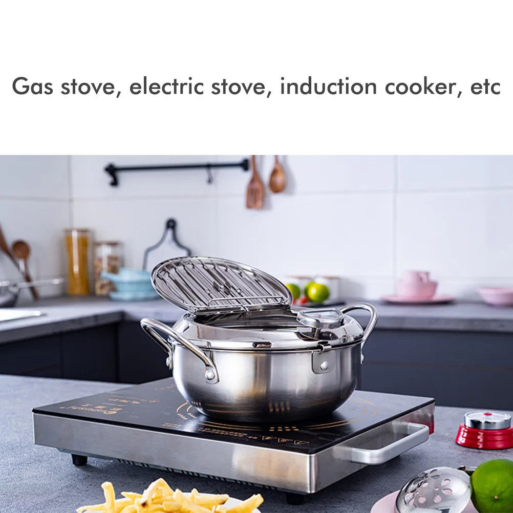 Японский Глубокий горшок для жарки с термометром и крышкой кухонная утварь из