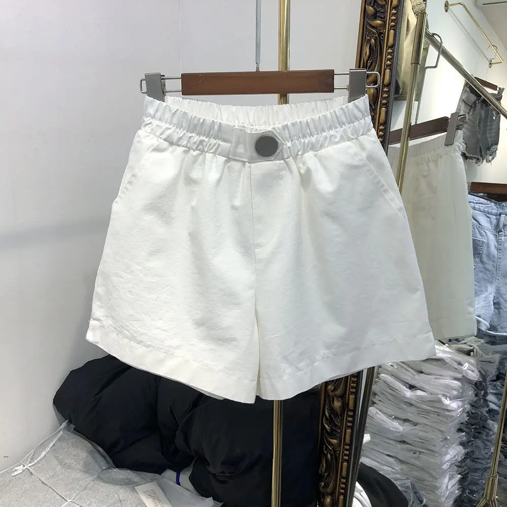 

Шорты женские с завышенной талией, повседневные Прямые свободные штаны, белые, большие размеры, на лето