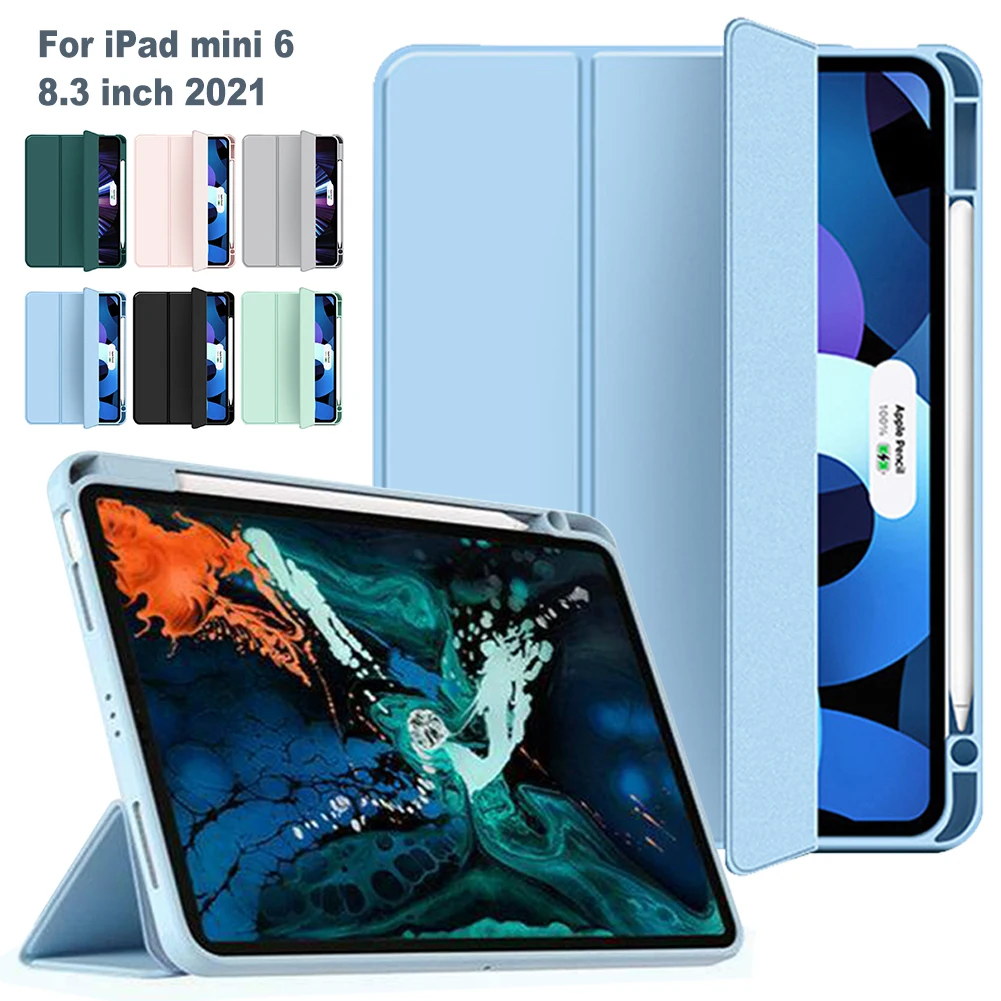 

For iPad mini 6th 8.3in 2021 Tablet Cover Ultra Slim Auto Wake/Sleep Magnetic Case for iPad mini 6th Gene with Pencil Holder