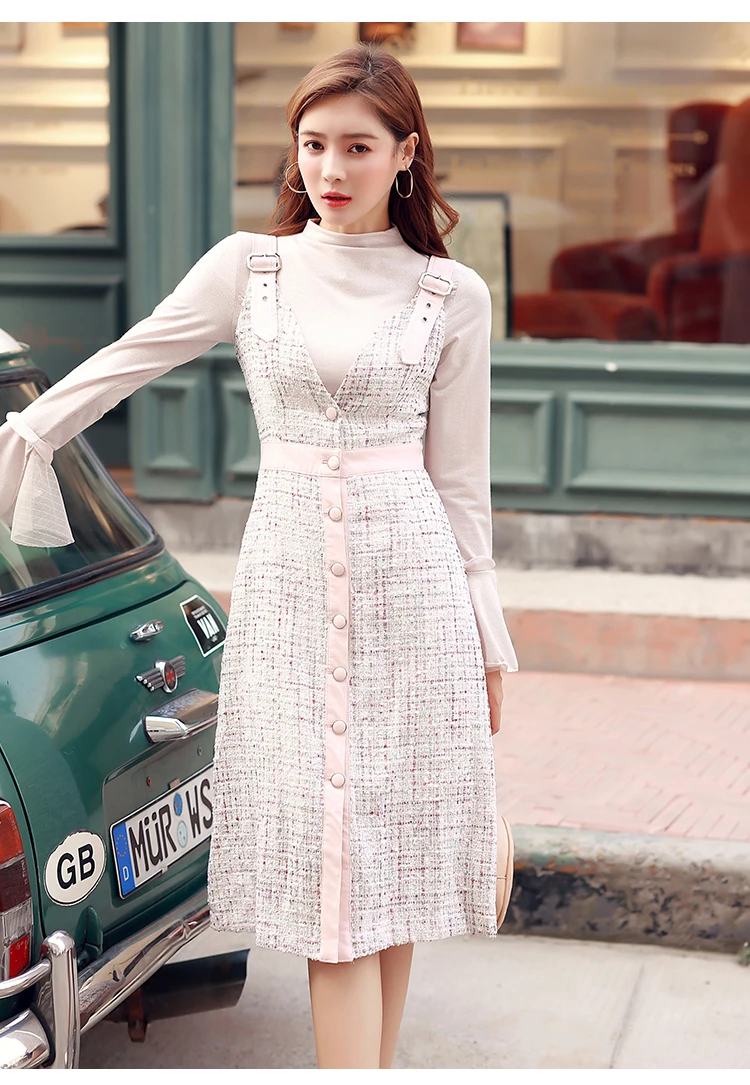 Взлетно посадочной полосы твид платье на тонких бретельках 2019 осень зима Для