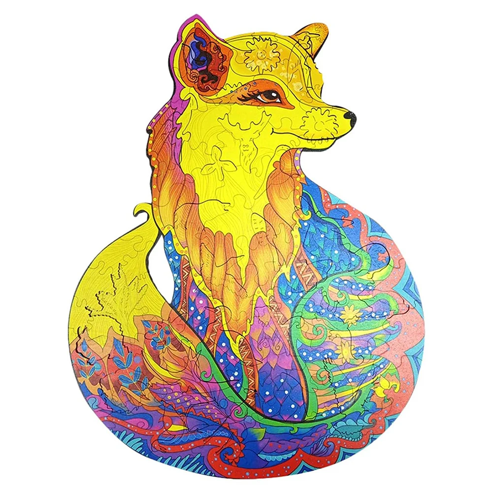 

Children's Building Block Toys Mysterious Fox Animal Building Blocks Irregular Wooden Puzzles Adult Children's Educational Toys
