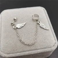 retro fashion angel wing chain integrated earbone clip earrings