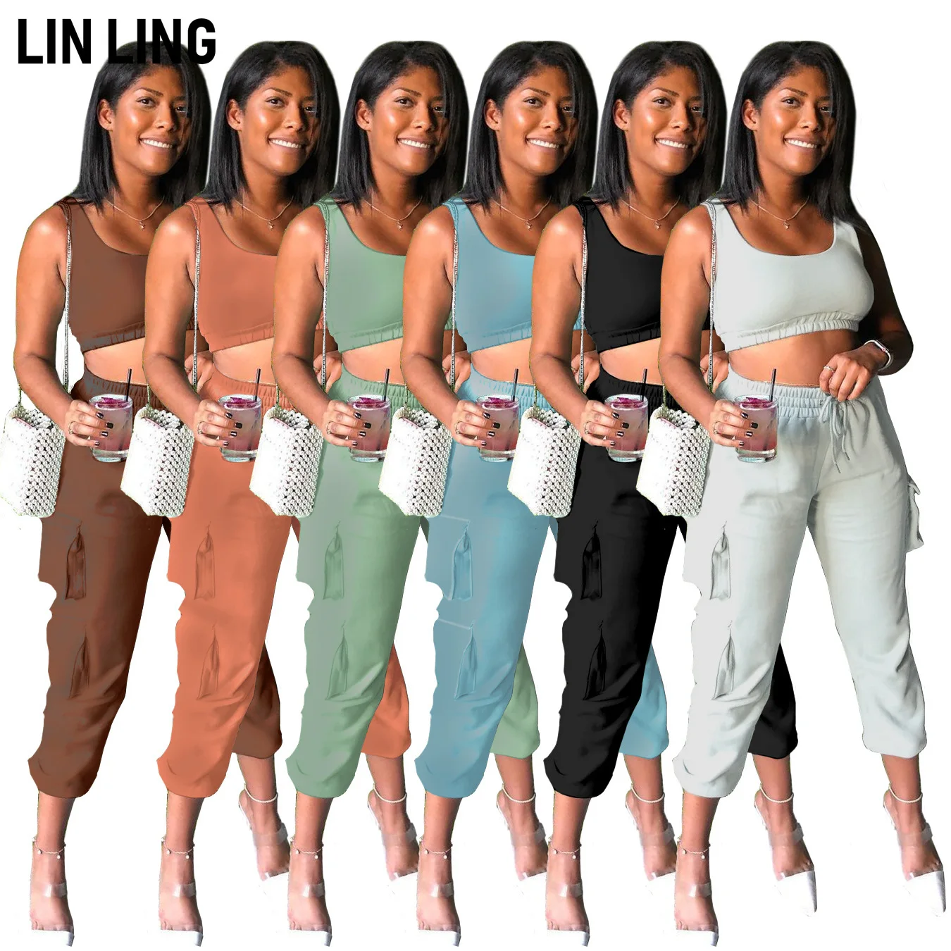 

Костюм спортивный LINLING женский из 2 предметов, комплект с бюстгальтером и штанами, комплект для бега, короткий топ