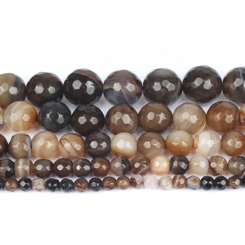 Оптовая продажа граненые кофейные полосы Agates круглые бусины из оникса для