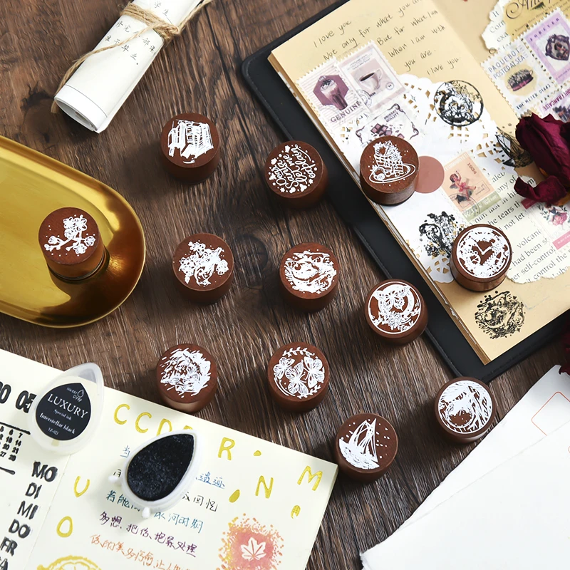 

12PCS/LOT dream in departure series stamp DIY wooden rubber stamp scrapbooking stationery scrapbooking standard stamp