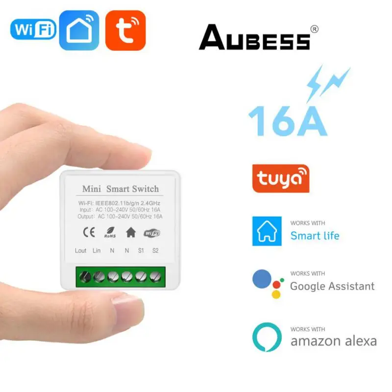 

Aubess 16A Tuya Wifi Switch Module Smart Life Remote Voice Control Smart Light DIY Switch Module Smart Home For Alexa Google
