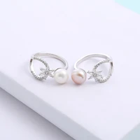 silver ring female ins japanese and korean style 925 silver ring design personality diamond pearl ring bracelet