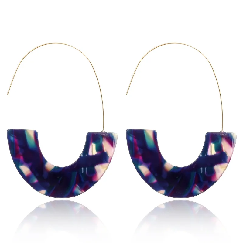 Новинка 2019 модные разноцветные акриловые сережки с большим крюком в форме