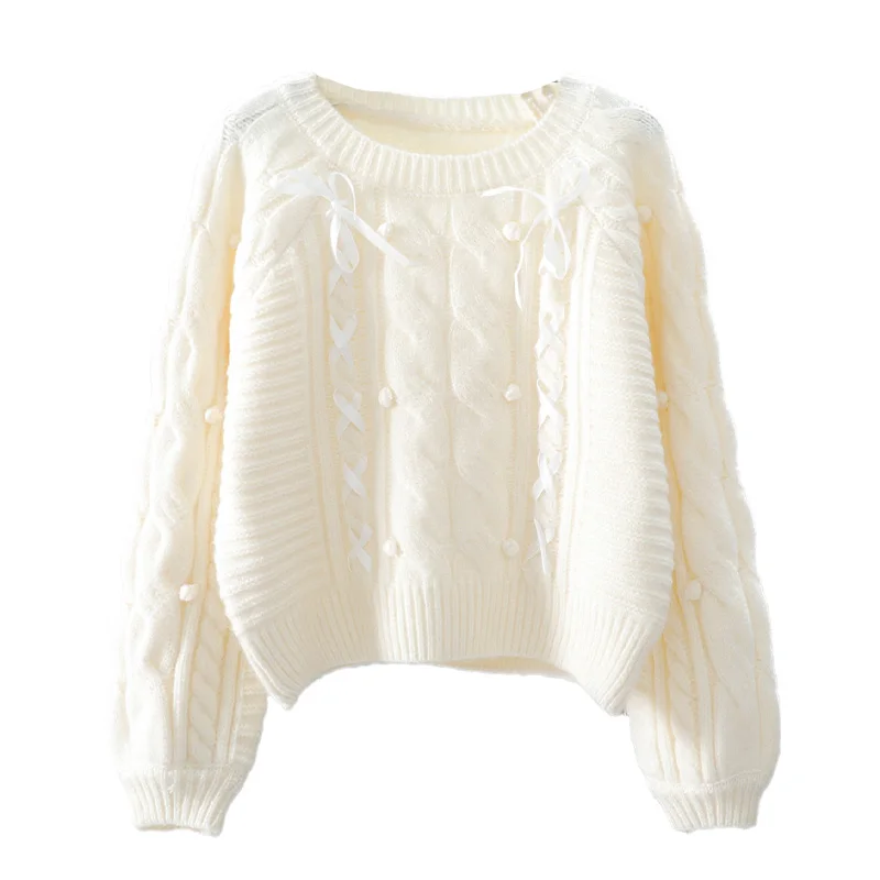 

Женский вязаный свитер в Корейском стиле, теплый кашемировый пуловер, милый шерстяной пуловер фиолетового цвета в стиле «лолита», зима 2019