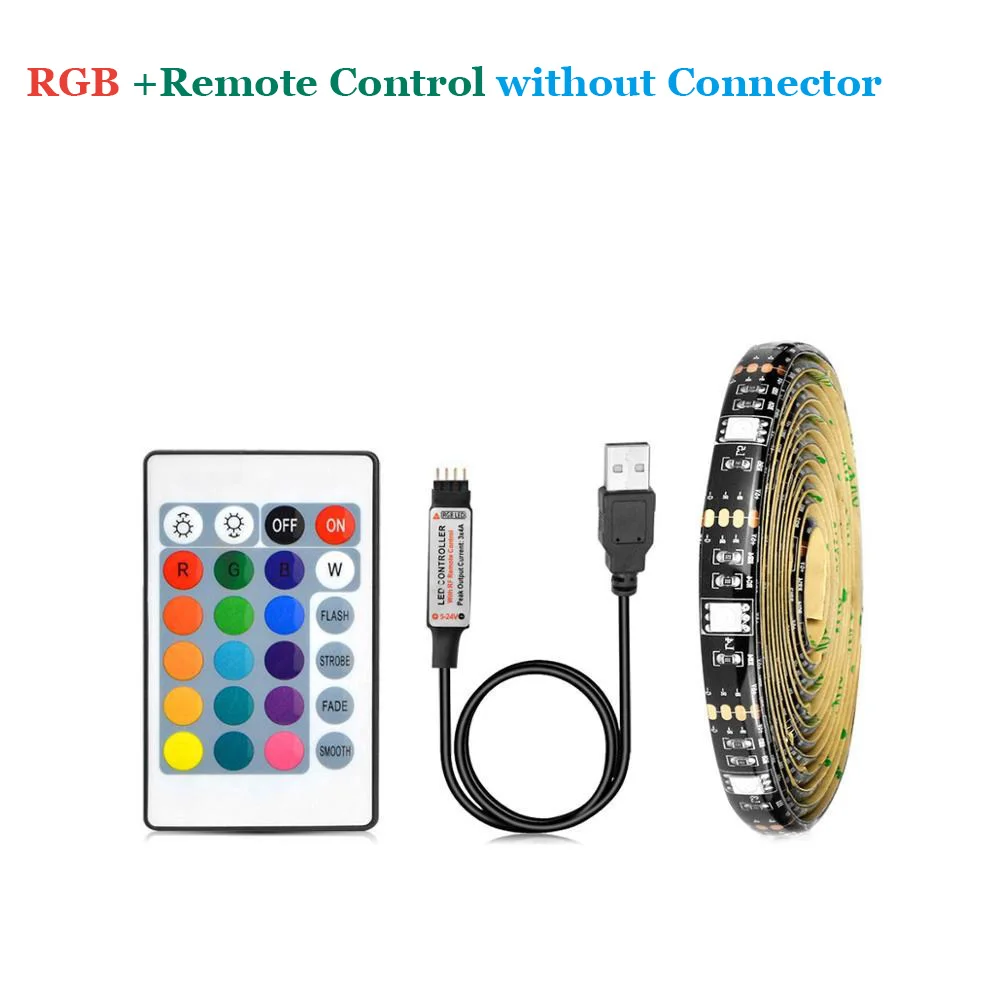 Without L Connector 5V USB 5050SMD RGB led ленточный светильник неоновая лампа ТВ ПОДСВЕТКА Смещенный светильник ing PC УКРАШЕНИЕ экрана гибкая лента лампа 1 м 2 м 3 м - Испускаемый цвет: Without L Connector