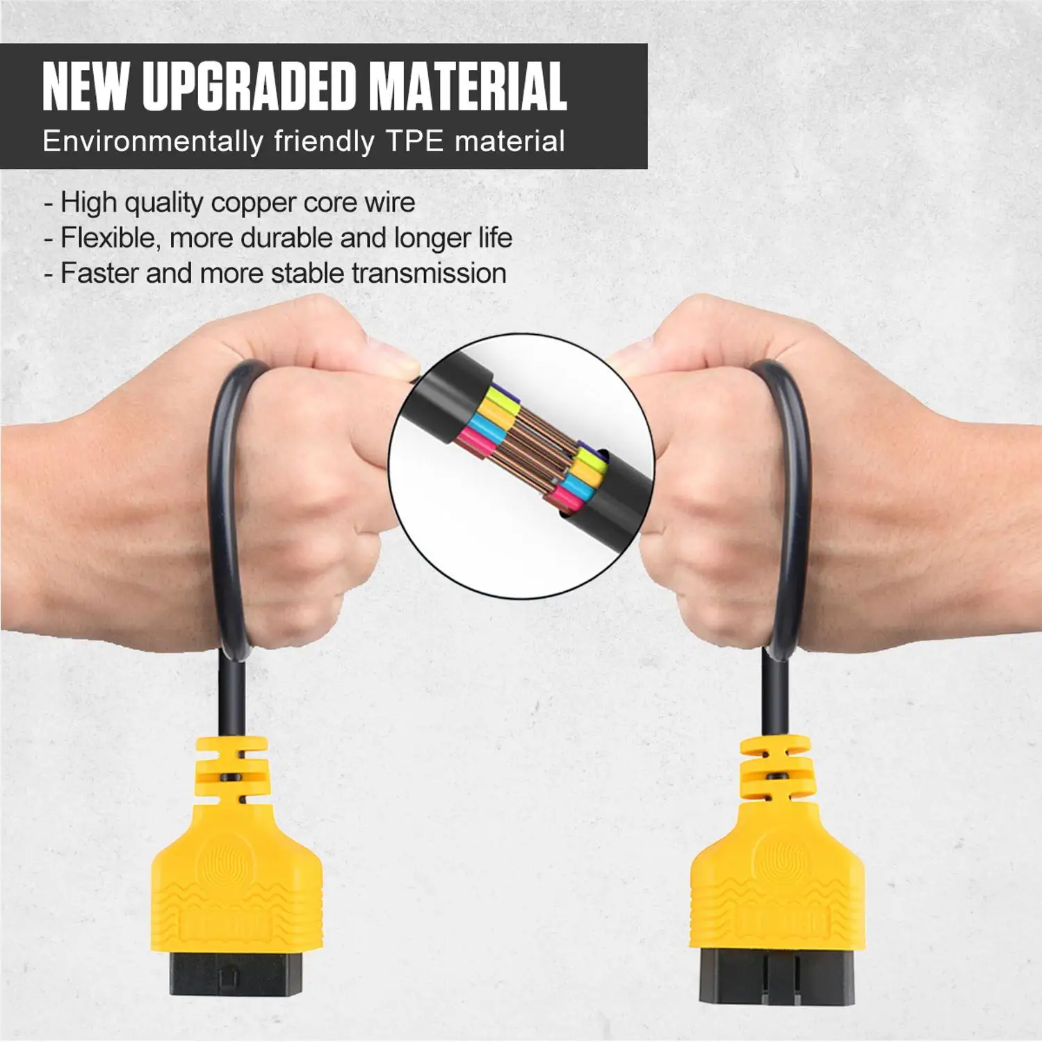 AUTOOL OBD II 16-контактный Удлинительный кабель Папа-мама 30 см Расширенный разъем