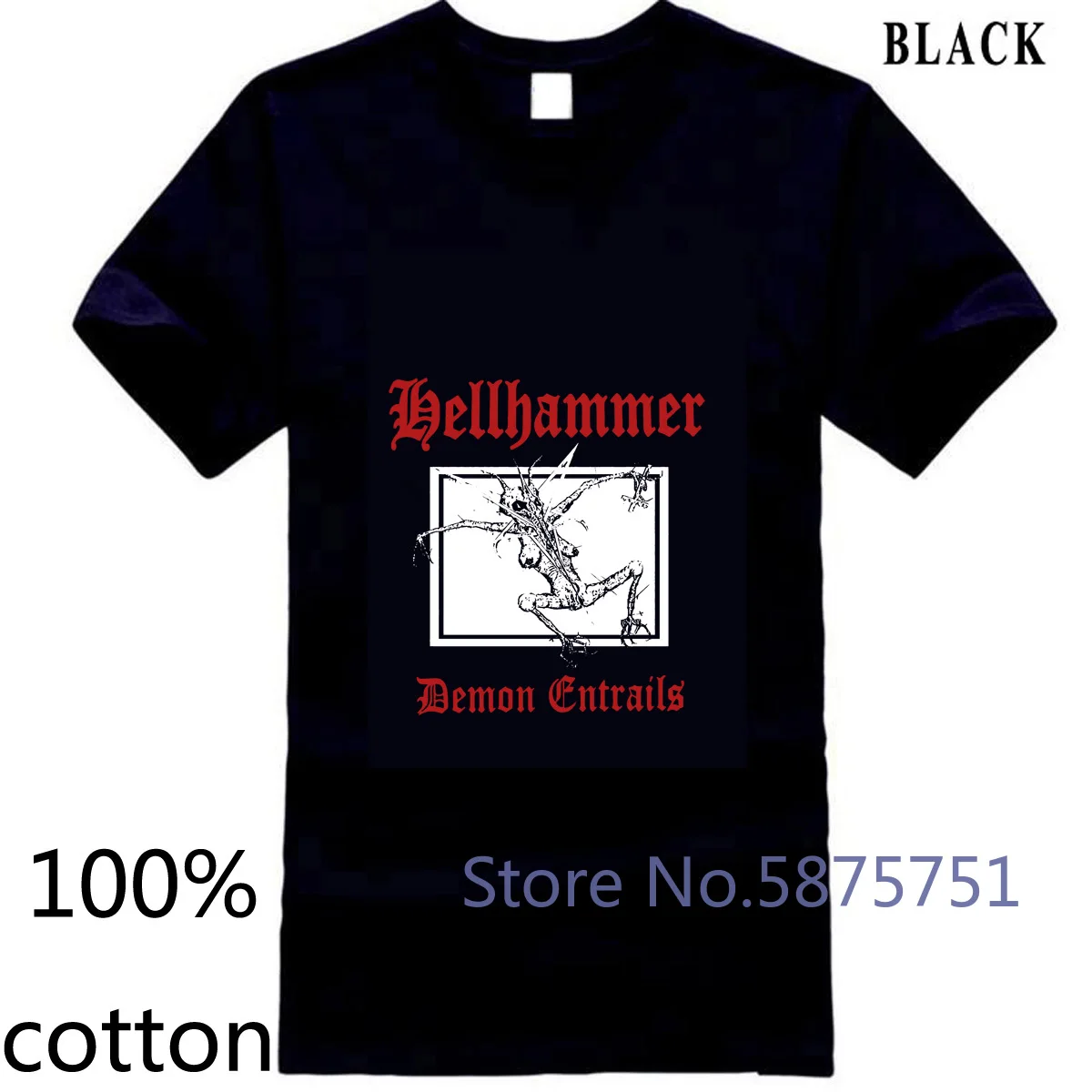 Новая мужская футболка Hellhammer Demon Entrails черного цвета в стиле дэт-метал Mayhem