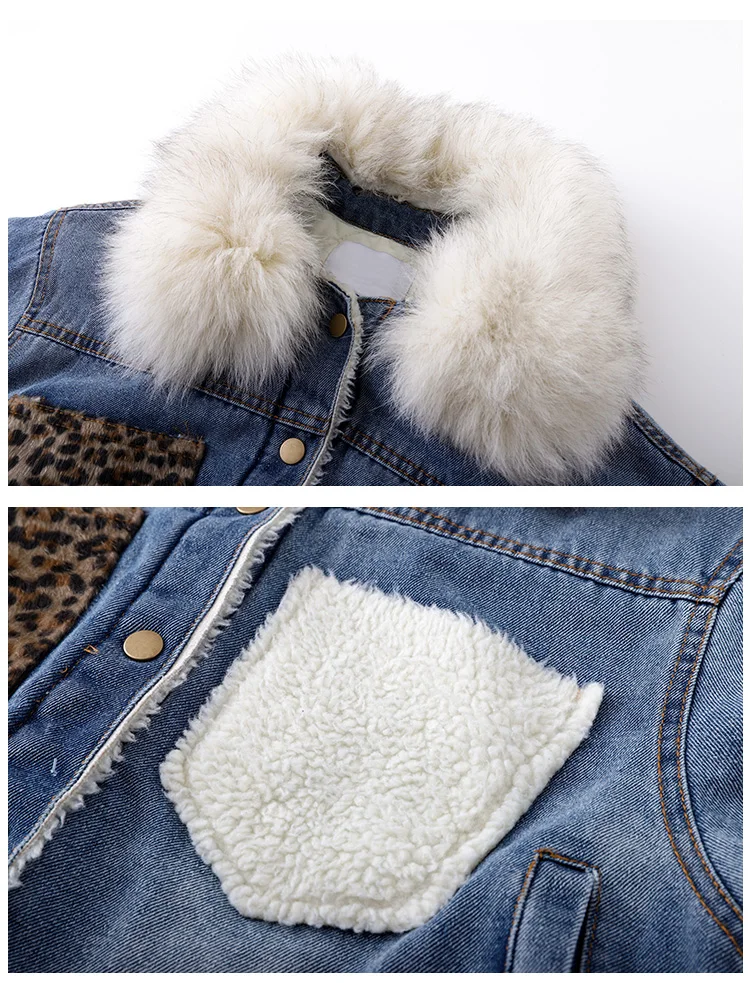 

Girls baby denim Plus velvet cotton coats 2019 winter new warm thciken jackets kids outerwear children tops 4-14Y ws1175
