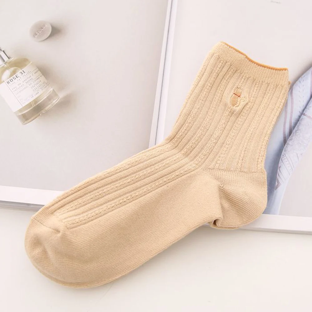 Женские носки Осень-зима новые хлопковые Мультяшные животные кот вышивка