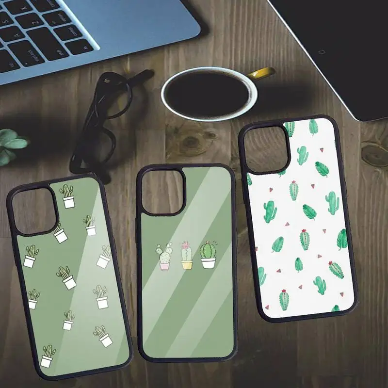 

Green cactus plants oattern Phone Case PC for iPhone 11 12 pro XS MAX 8 7 6 6S Plus X 5S SE 2020 XR