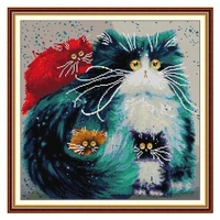 joy sunday stamped cross stitch kits colorful cat patterns 14ct 11ct counted print craft handmade diy embroidery needlework sets