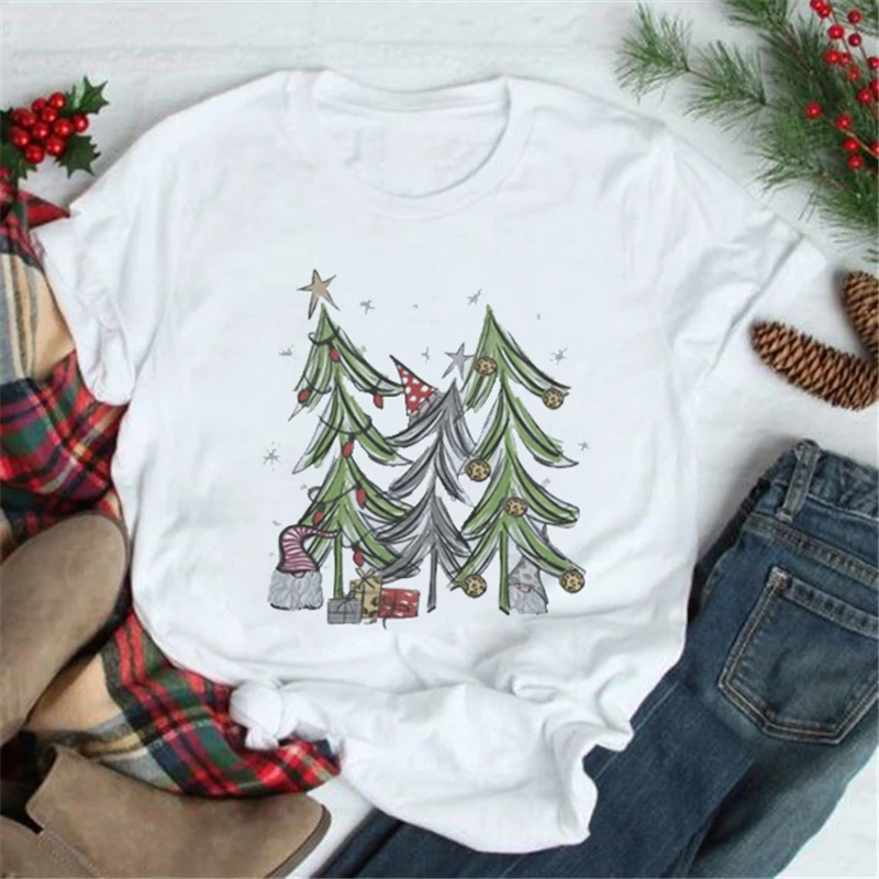 

Clothes New Year Women Animal Cute Happy Merry Christmas Top Print Cartoon Shirt Fashion Graphic Female Holiday T Tee T-shirt